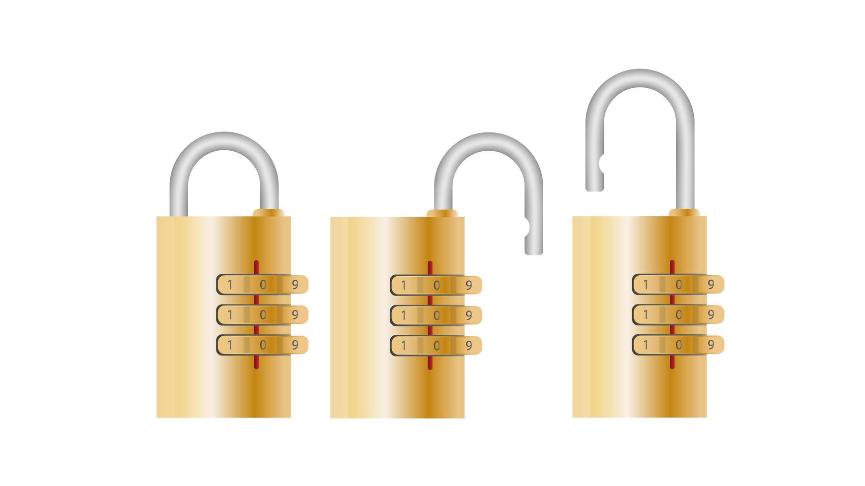 Padlock with code. Padlock for doors, safes and suitcases. Flat style. Vector. vector