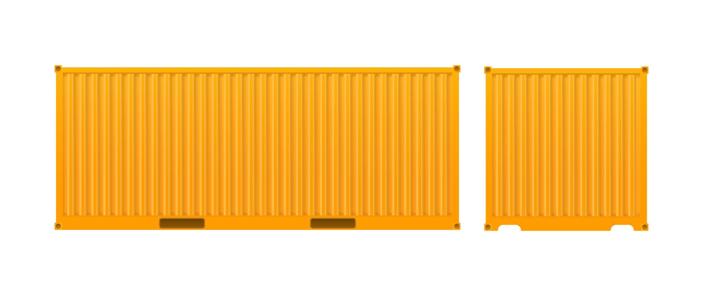 Yellow freight container. Large container for ship isolated on a white background. Vector. vector