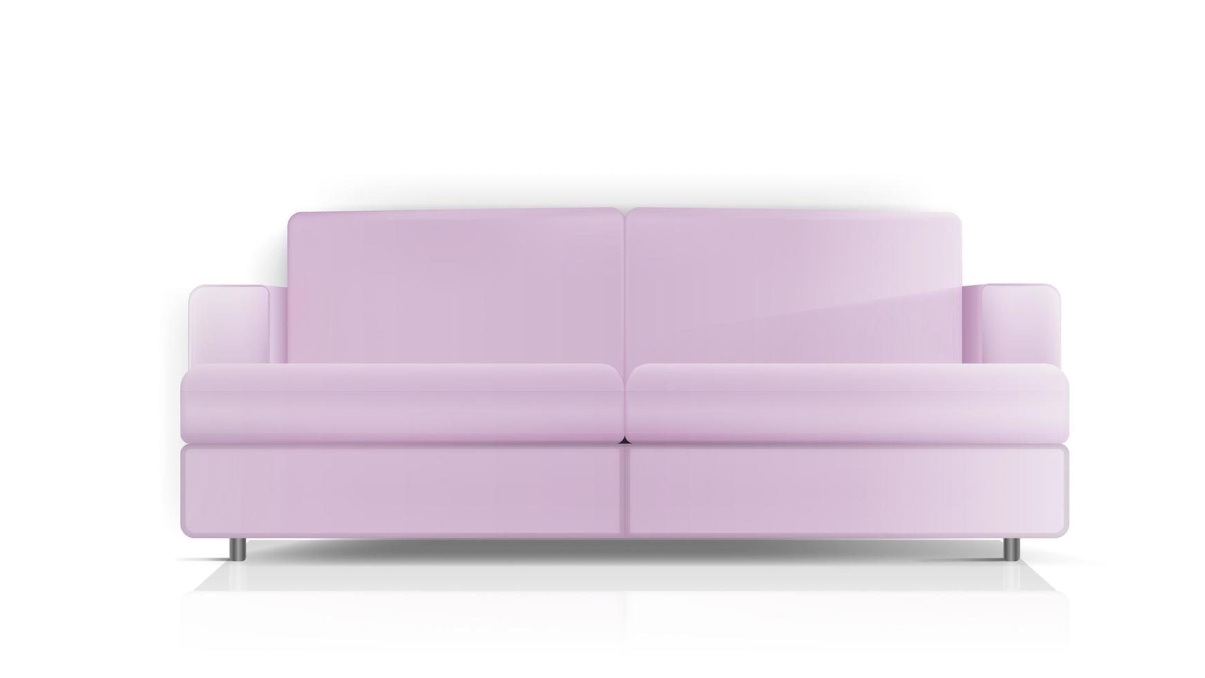sofá rosa vectorial realista. sofá rosa aislado en un fondo blanco. elemento de diseño de interiores. vector