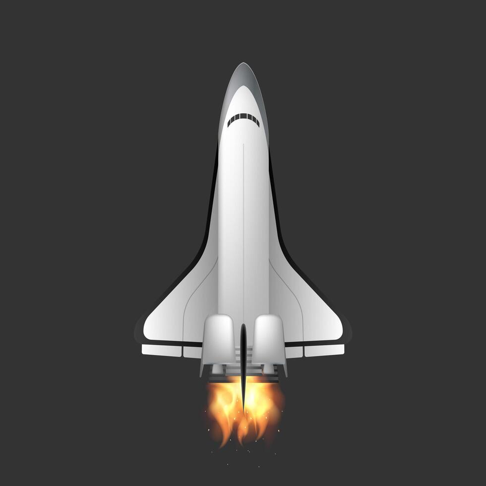 Space shuttle. Fighter. Rocket Carrier is taking off. Space design element. isolated on a gray background. . vector