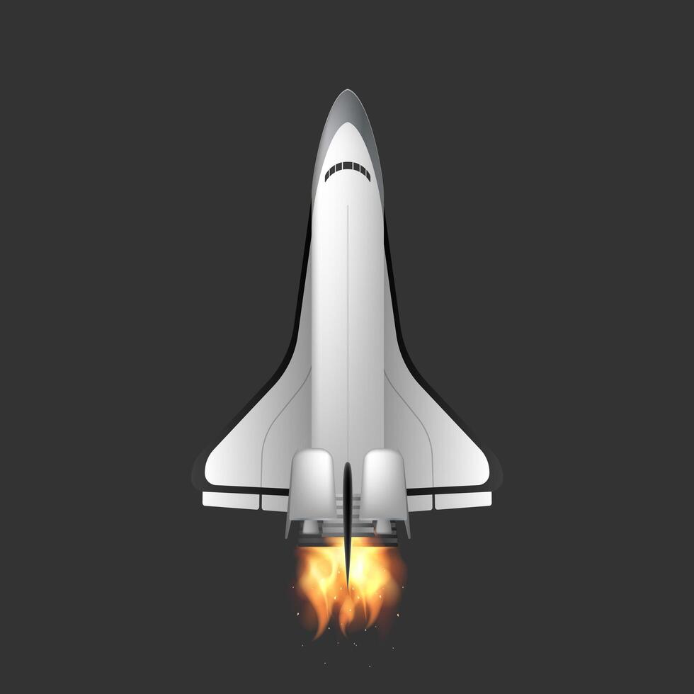 Space shuttle. Fighter. Rocket Carrier is taking off. Space design element. isolated on a gray background. Vector. vector