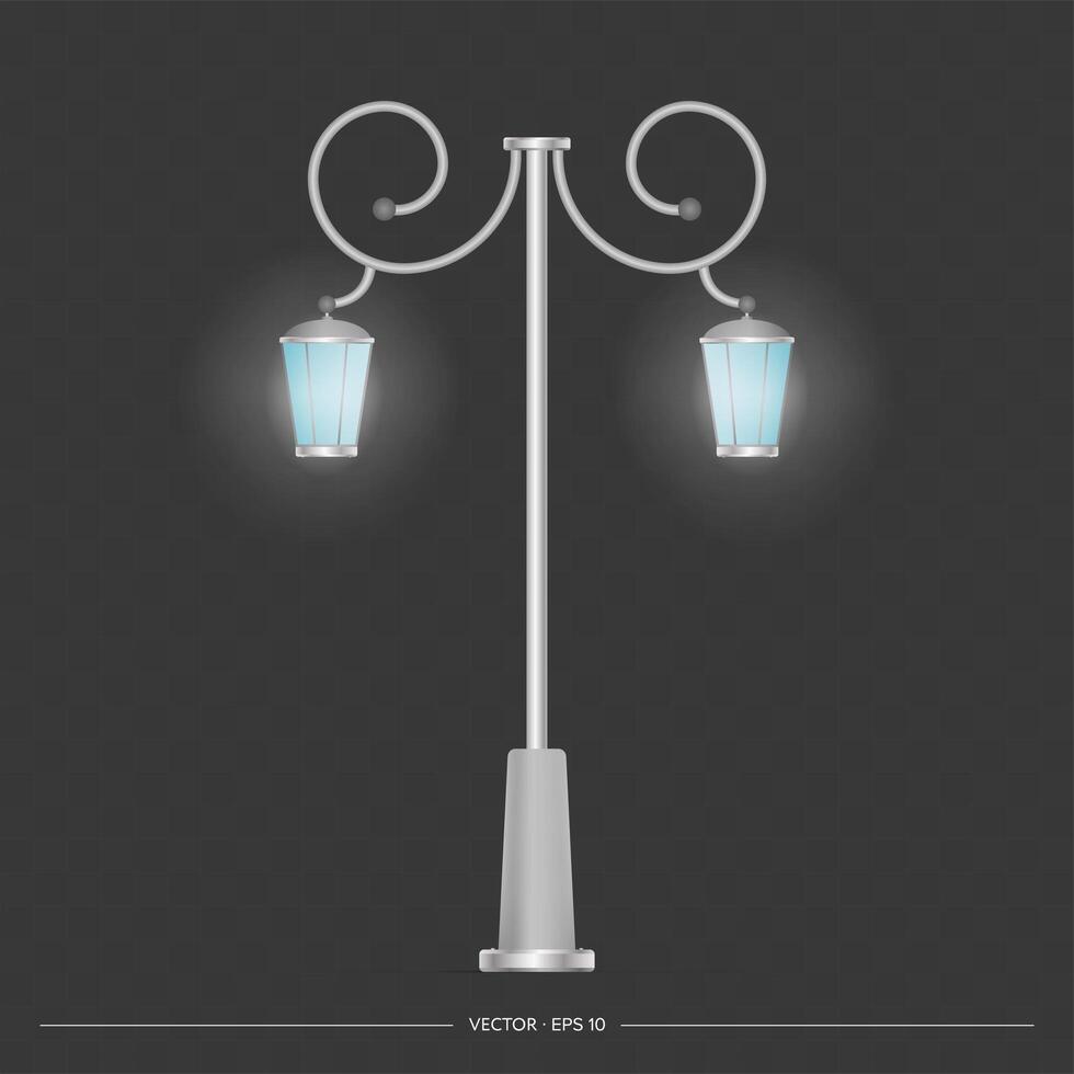 Street lamp with blue lights on a black background vector