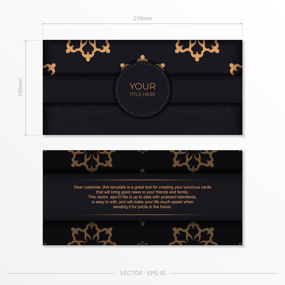 Dark invitation card design with vintage Indian ornament. Elegant and classic vector elements ready for print and typography.