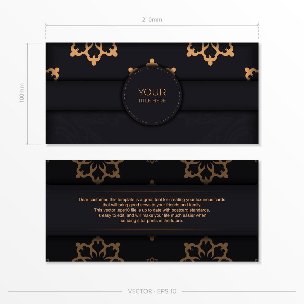 Dark invitation card design with vintage Indian ornament. Elegant and classic vector elements ready for print and typography.