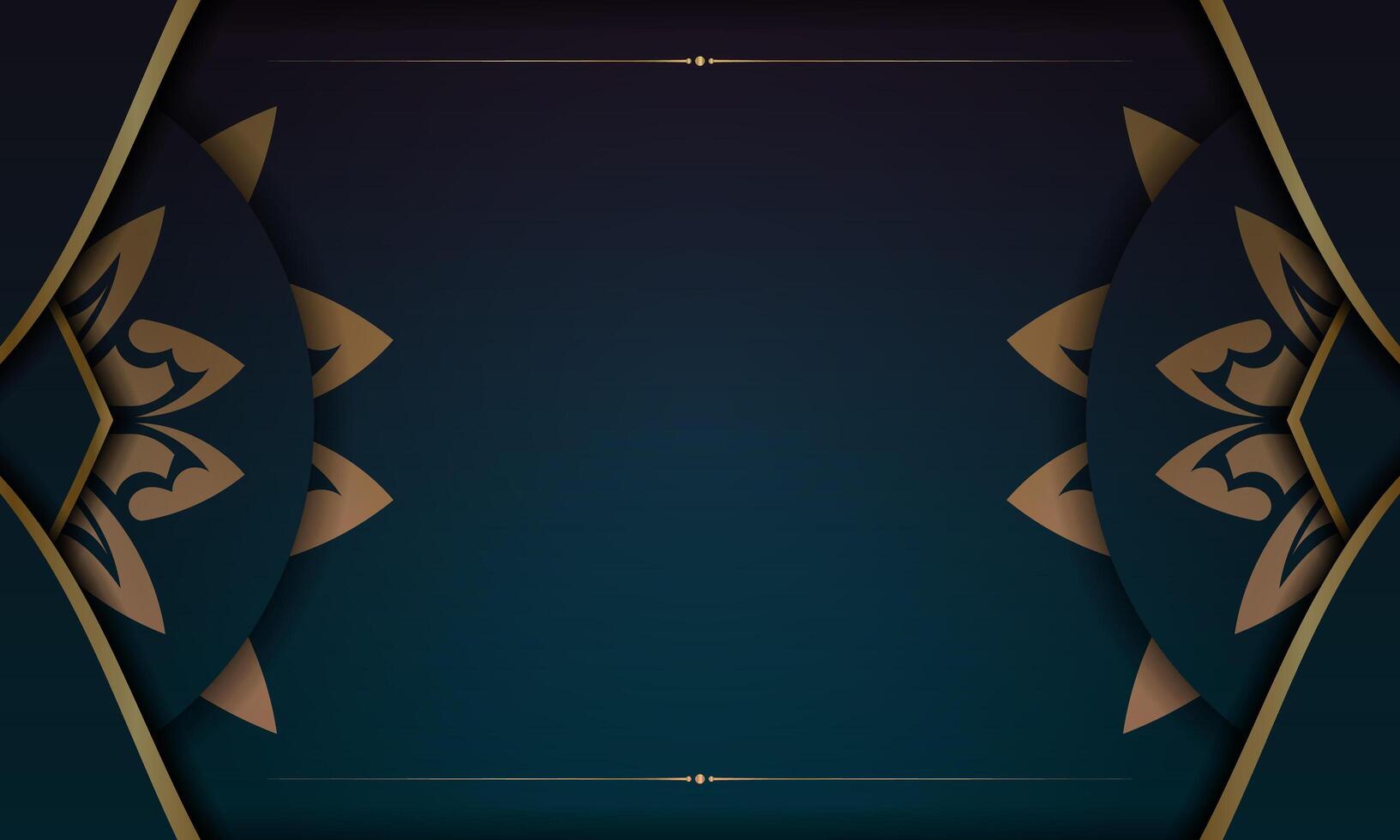 Background with gradient blue color with mandala gold pattern for design under your logo or text vector