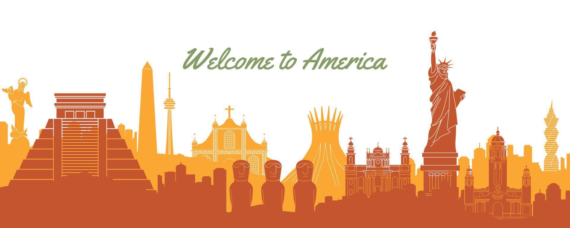 famous landmark of America,travel destination with silhouette classic design vector