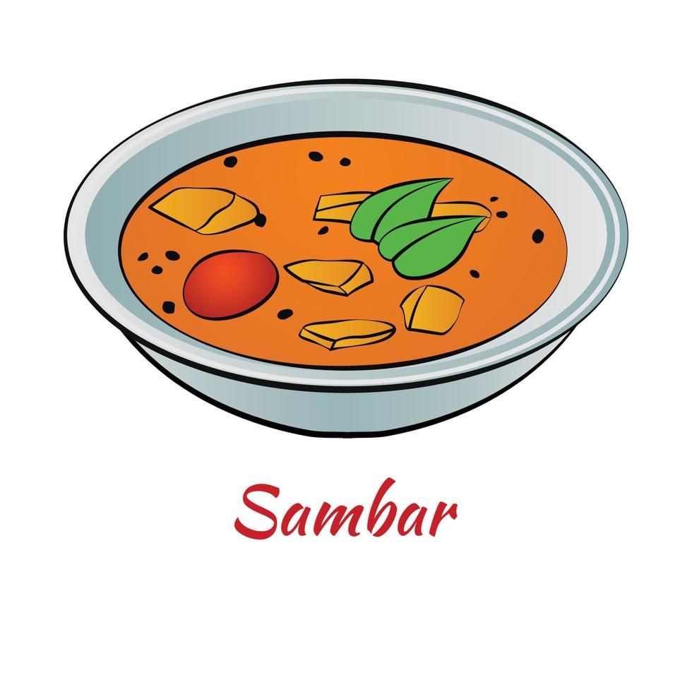 Set of delicious and famous food of Indian in colorful gradient design icon vector