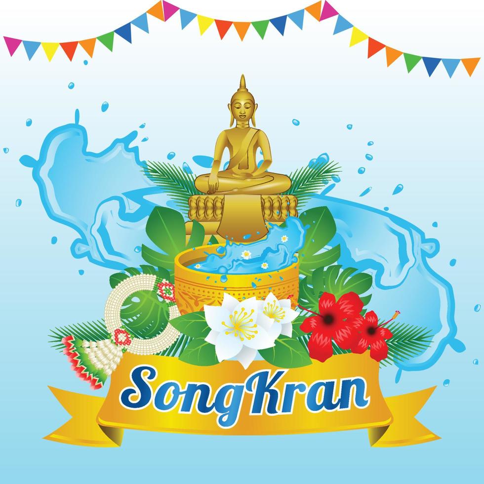 Idea art decorative of Song kran day famous festival of Thailand Loas Myanmar and Cambodia,new year,concept design vector