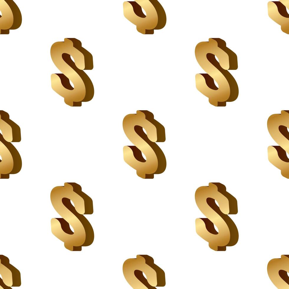 Seamless pattern with gold dollar signs. vector