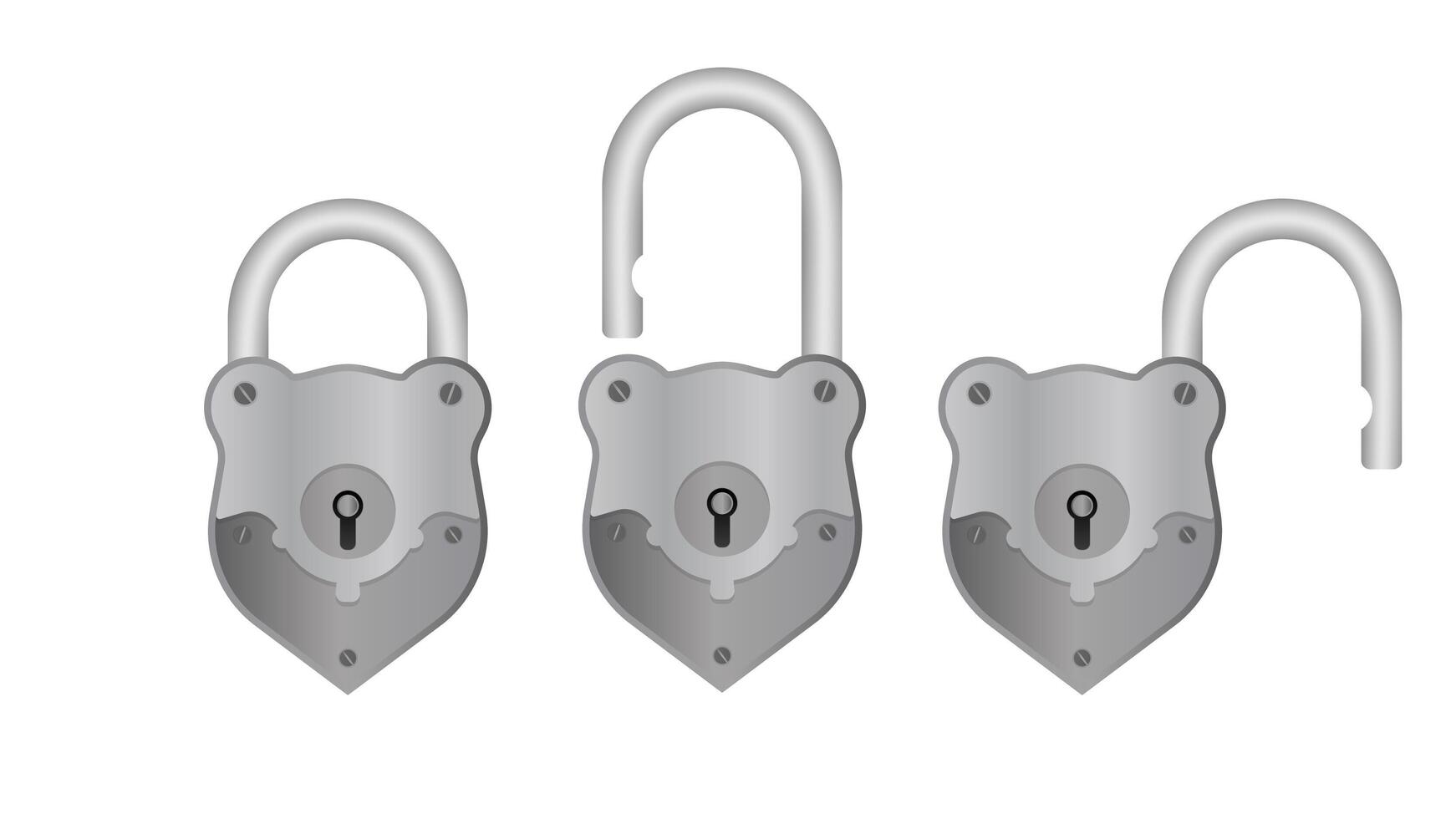 Old padlock in flat style. Antique padlock is isolated on a white background. . vector