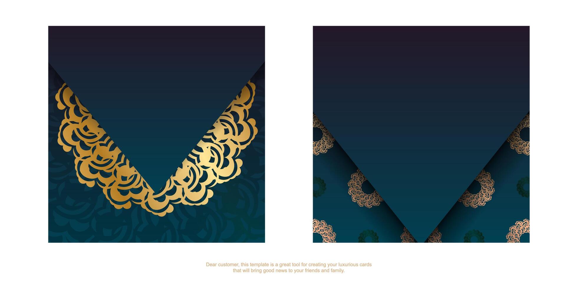 Brochure template with gradient blue color with abstract gold pattern for your congratulations. vector