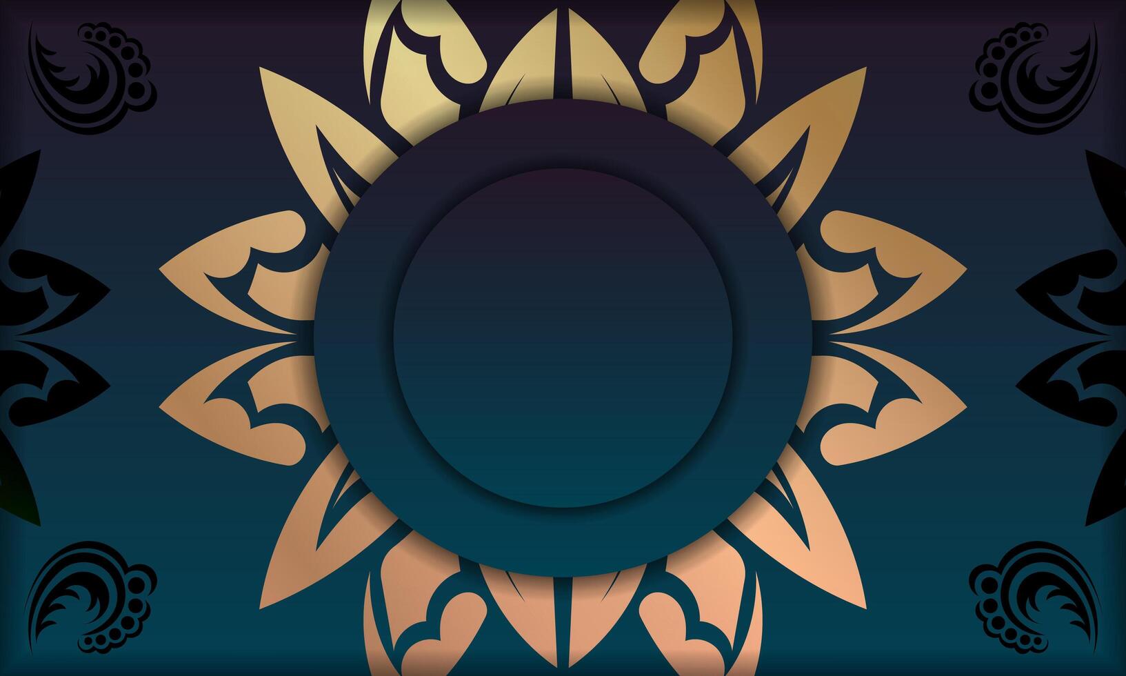 Blue gradient background with luxurious gold ornaments and space for your logo or text vector