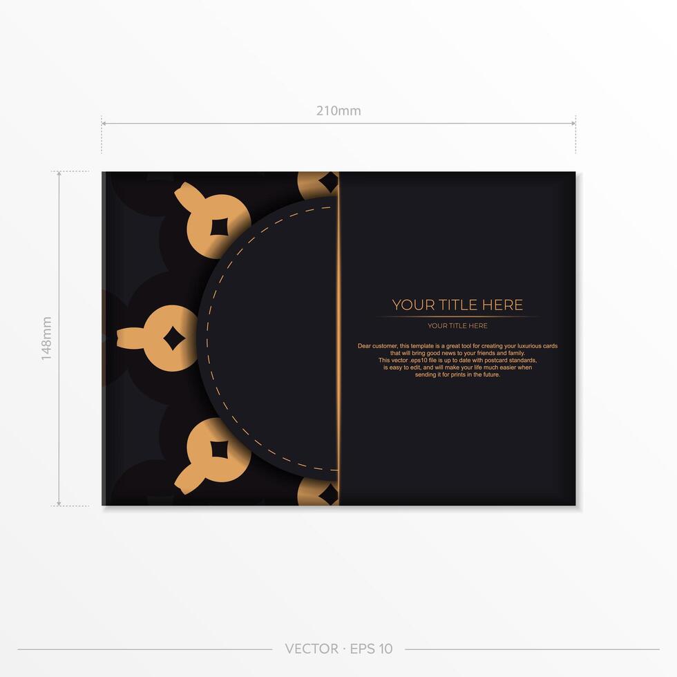 Luxurious postcard design with abstract vintage mandala ornament. Can be used as background and wallpaper. Elegant and classic vector elements ready for print and typography.