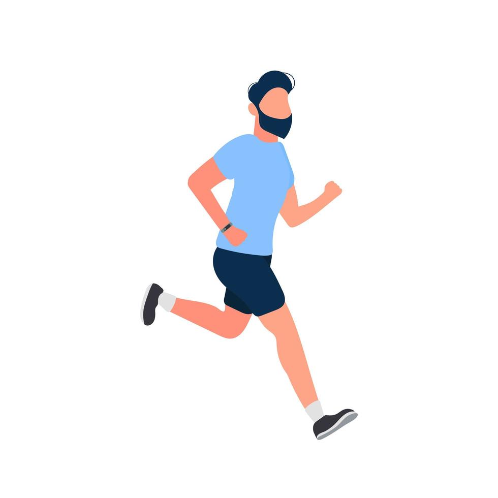 el chico está corriendo. corre un hombre con pantalones cortos y una camiseta. aislado. vector. vector