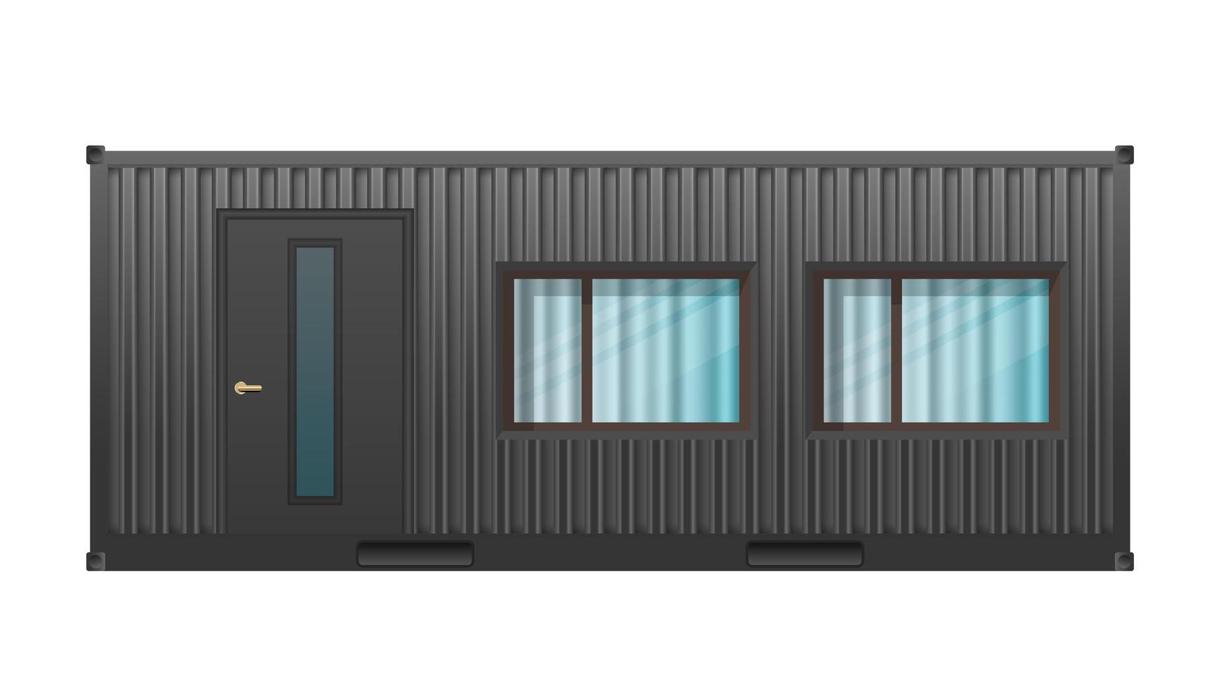 House of black cargo container. Large house out of container for ship isolated on a white background. . vector