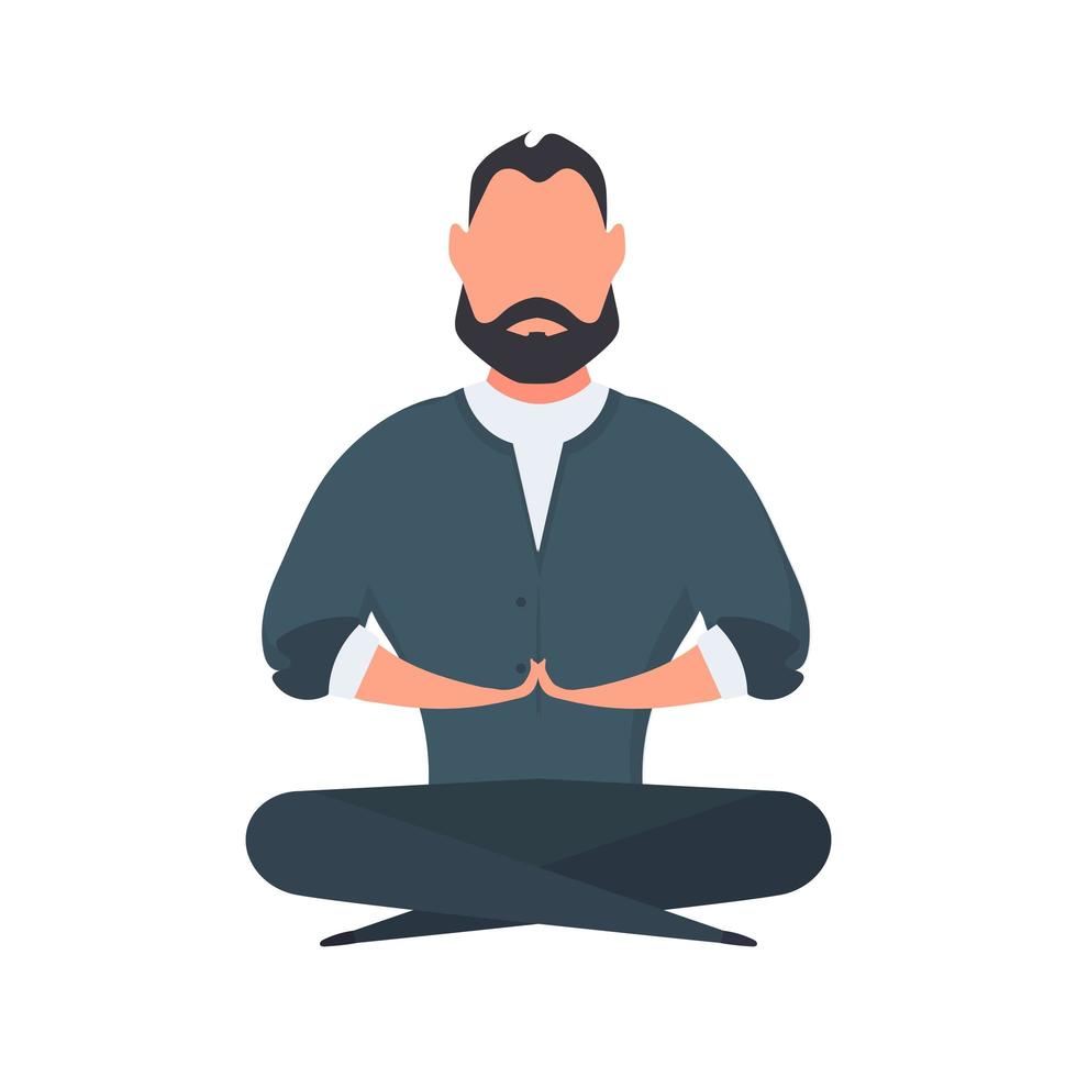 The businessman is sitting in the lotus position. The man is meditating. Isolated. Vector. vector