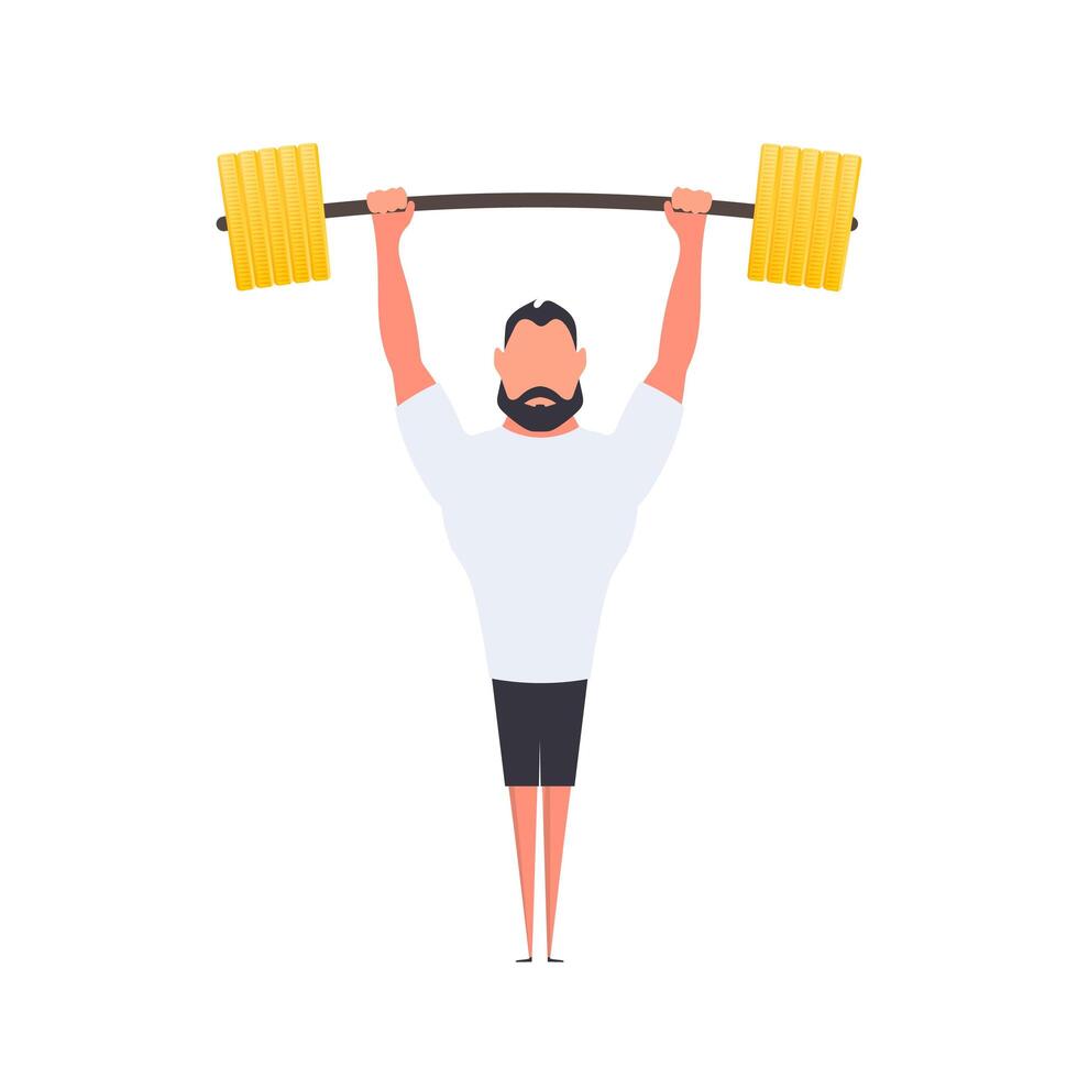 Athletes with raised barbells. Athlete Strong man set Isolated. Vector. vector