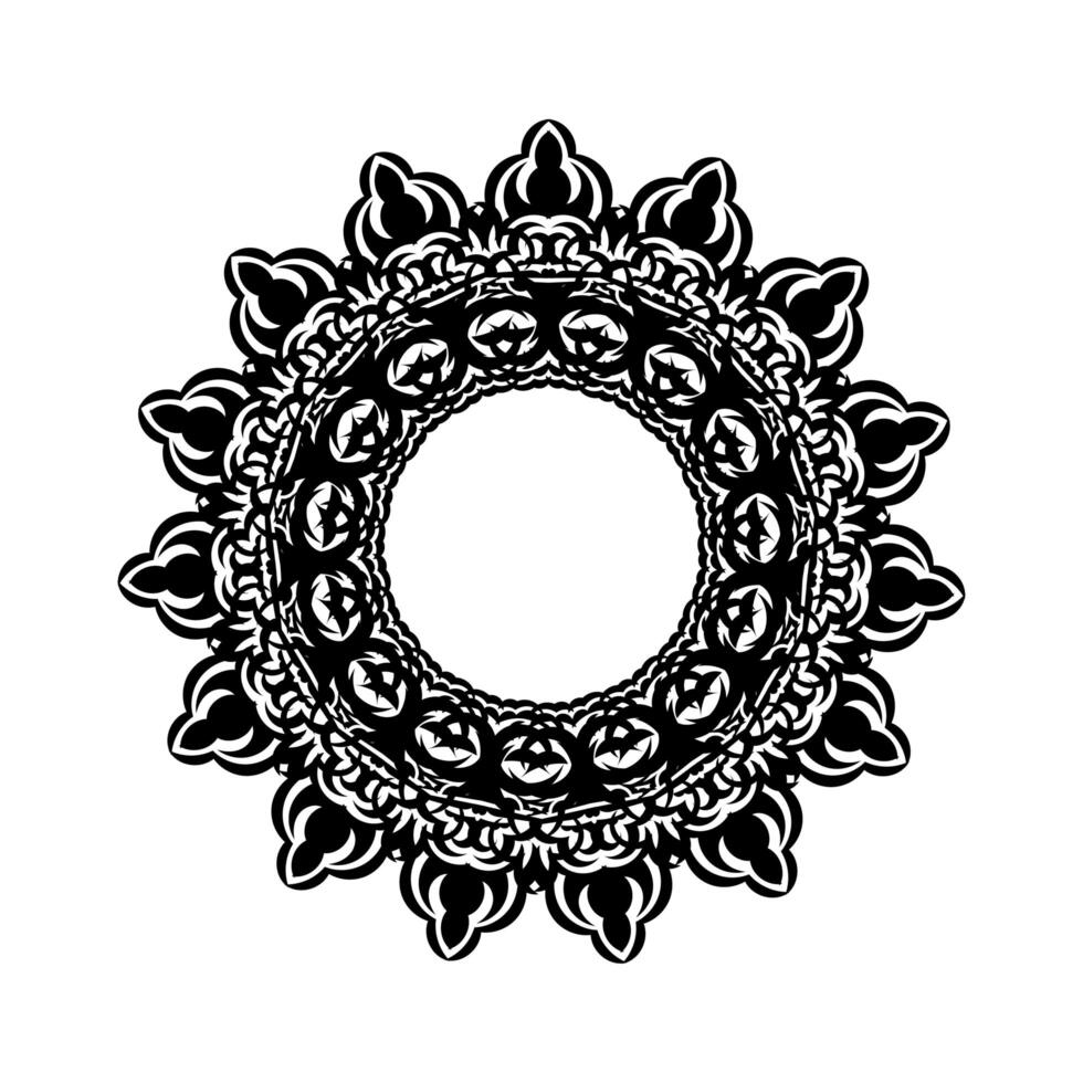 Vintage mandala black white round ornament for design. Isolated on a white background. vector