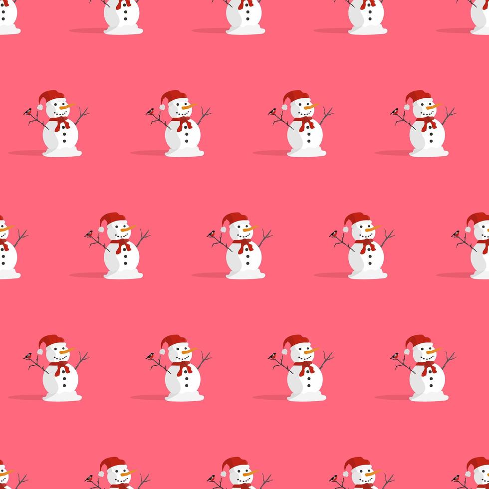 Seamless pattern with New Years snowman. Endless background on a Christmas theme. Vector. vector