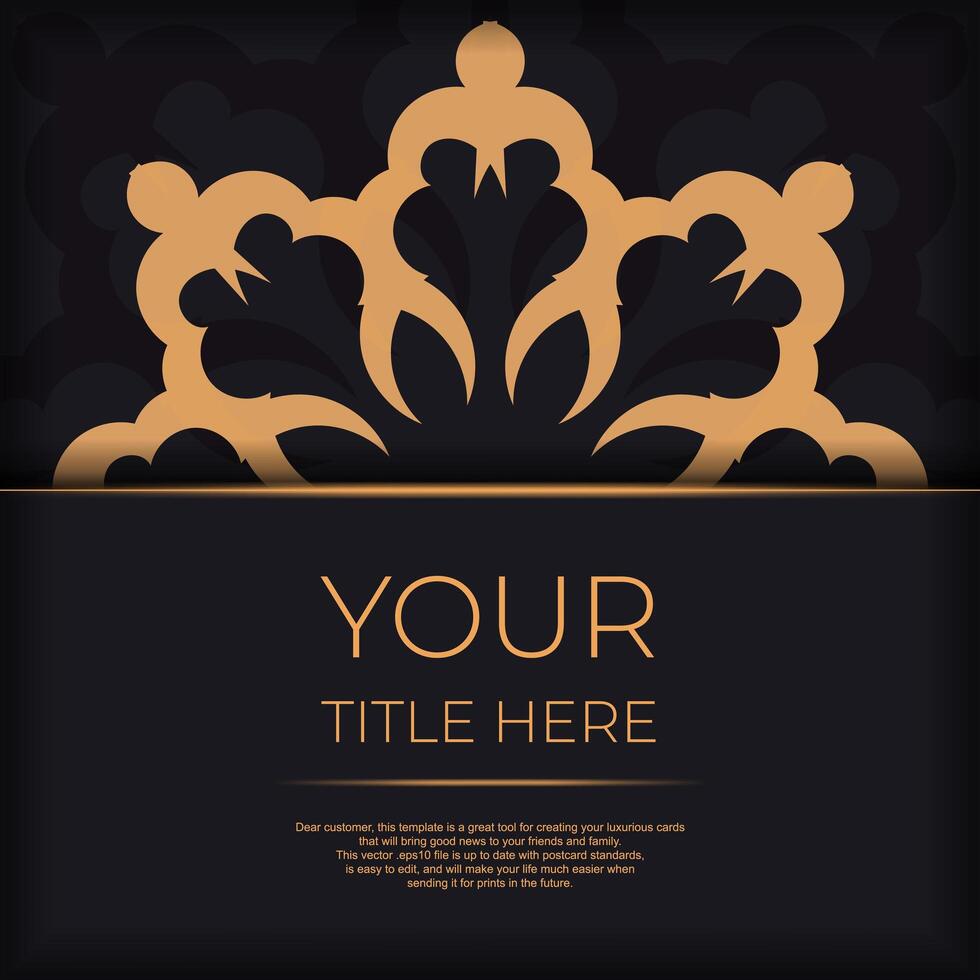 Dark postcard design with abstract vintage ornament. Elegant and classic vector elements ready for print and typography.