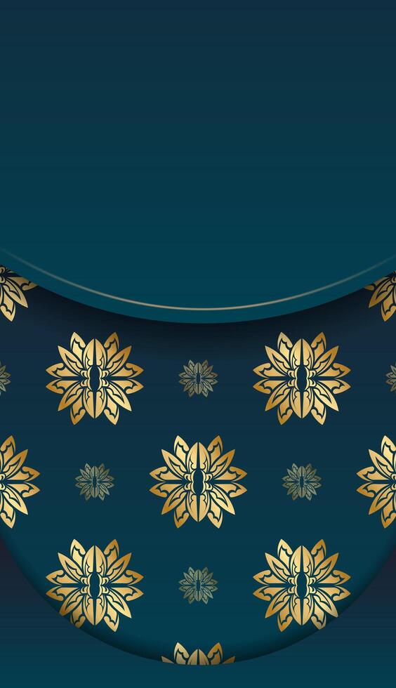 Background with gradient blue color with abstract gold ornament for design under your logo vector