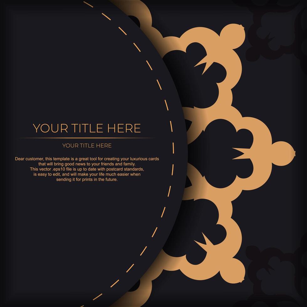 Dark postcard design with abstract vintage mandala ornament. vector
