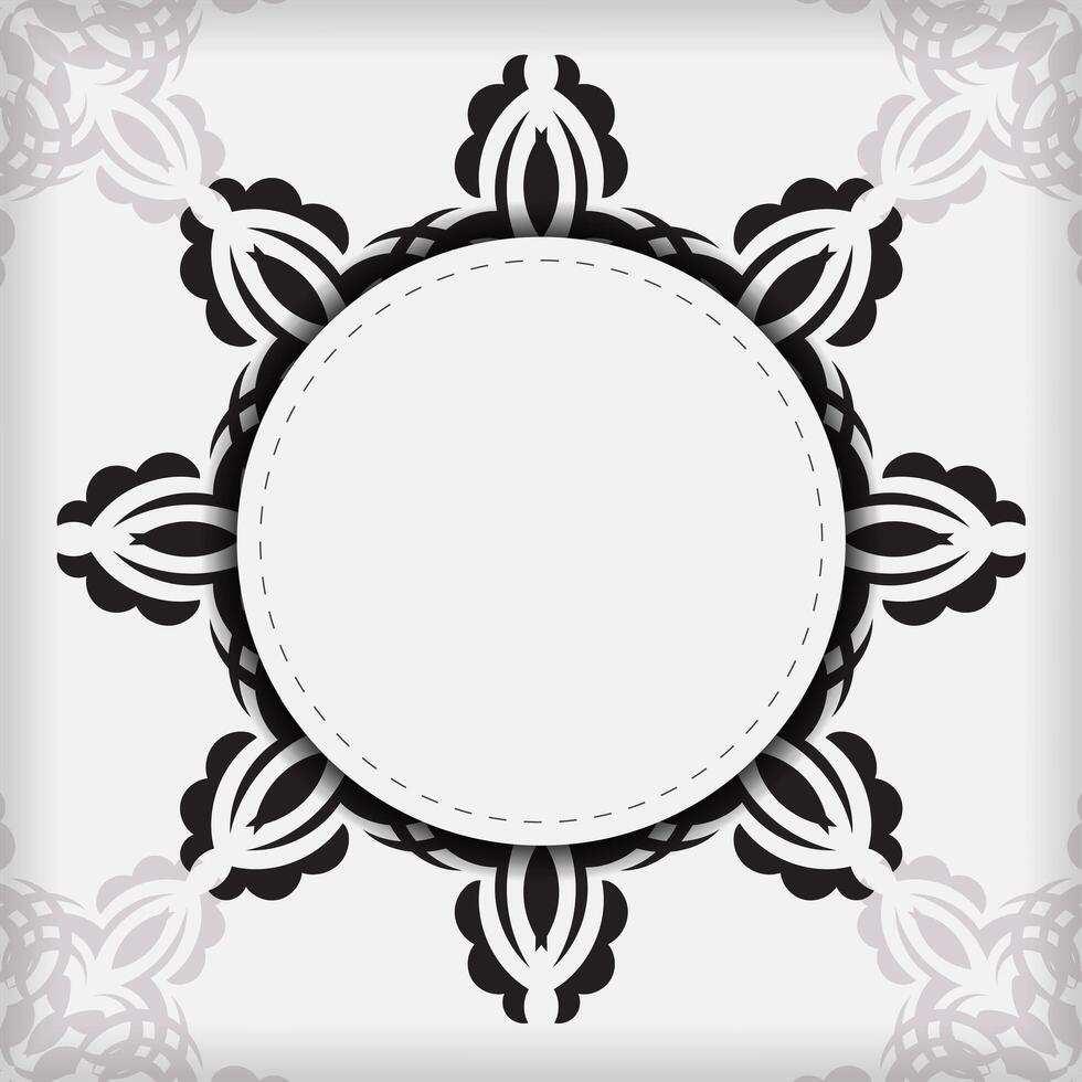 Luxurious white square postcard template with vintage abstract ornament. Elegant and classic vector elements ready for print and typography.