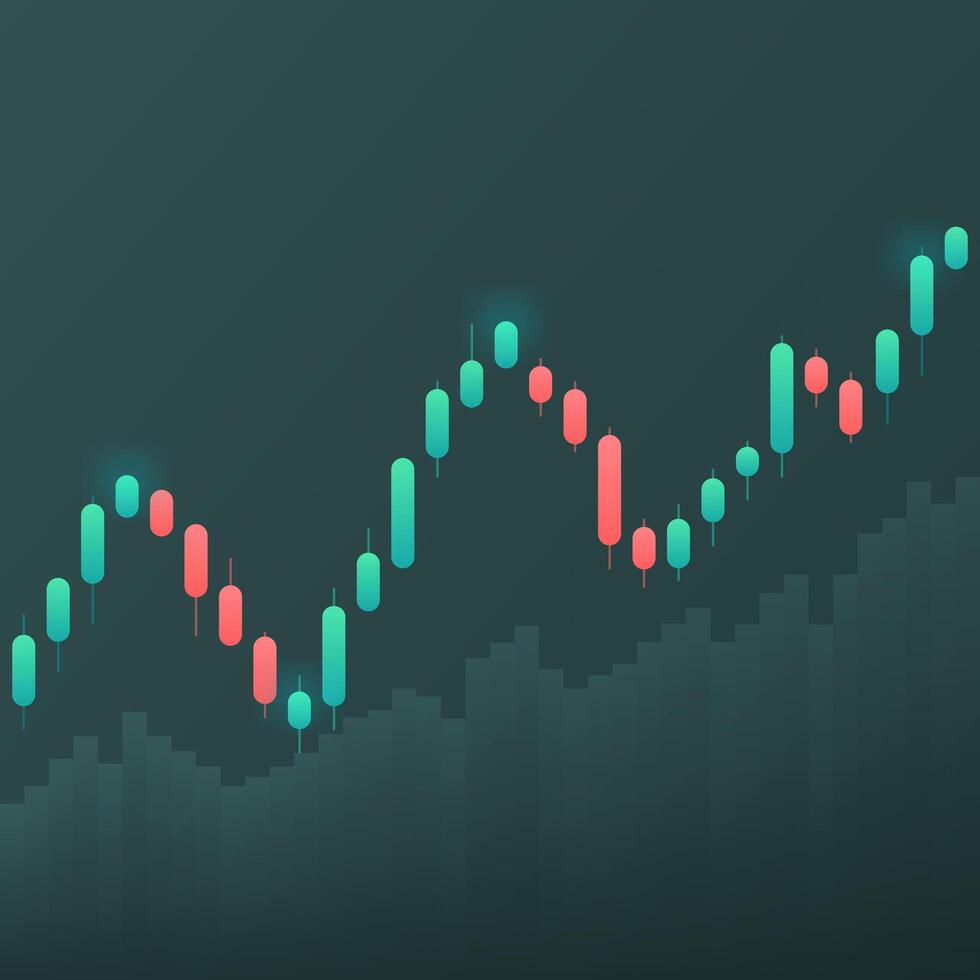 Visualización de cotizaciones bursátiles. candelabro sobre un fondo blanco. negociación de inversiones en el mercado de valores. vector