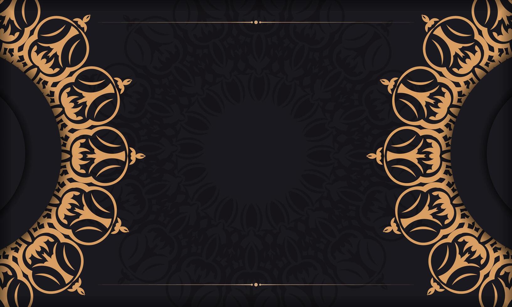 Black banner template with luxury ornaments and place for your design. Invitation card design with vintage patterns. vector