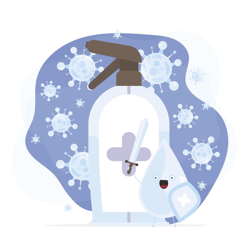 A cartoon bottle with a sword and a shield vector