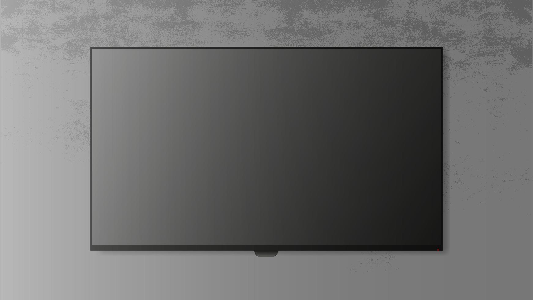 TV on a gray concrete wall. Realistic vector illustration.