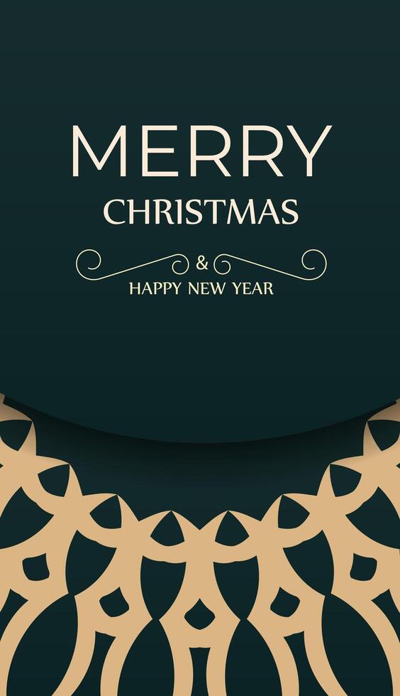 Christmas card with gold and green pattern vector