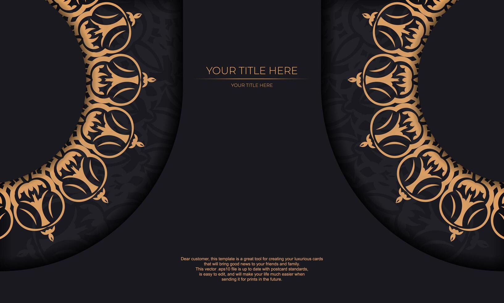Black background with luxury vintage ornaments and place for your text. Invitation card design with vintage ornament. vector