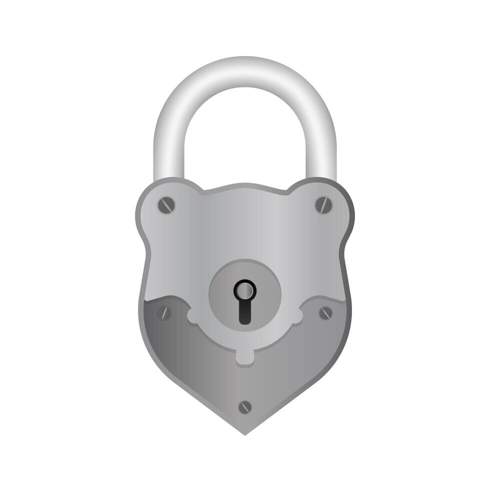 Old padlock in flat style. Antique padlock is isolated on a white background. . vector
