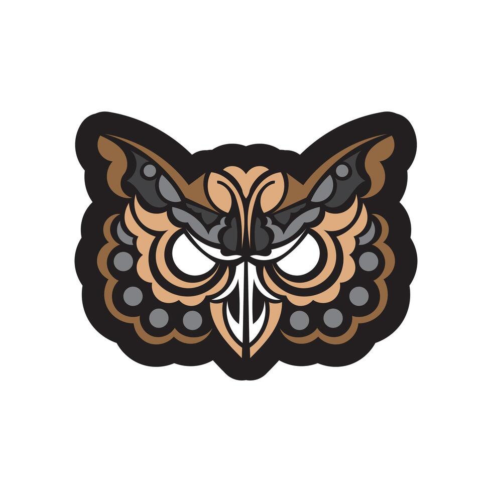 Owl from patterns. Exotic bird in boho style. Vector