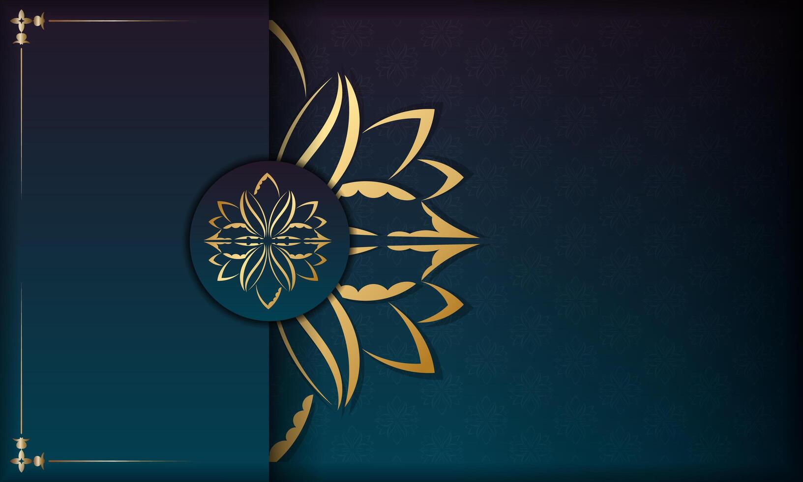 Blue gradient background with luxurious golden pattern and space for your logo vector