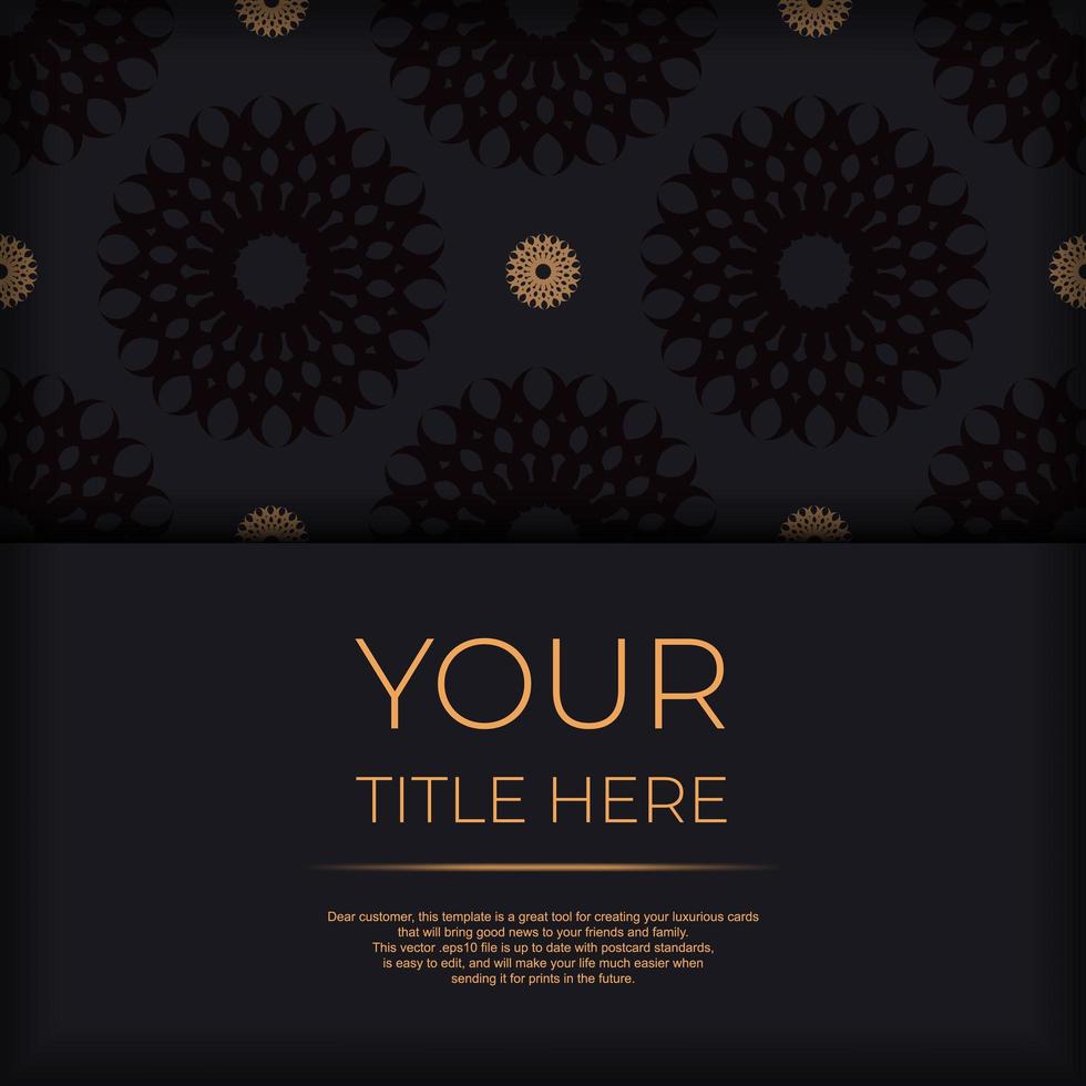 Dark postcard design with abstract vintage ornament. Can be used as background and wallpaper. Elegant and classic vector elements are great for decoration.