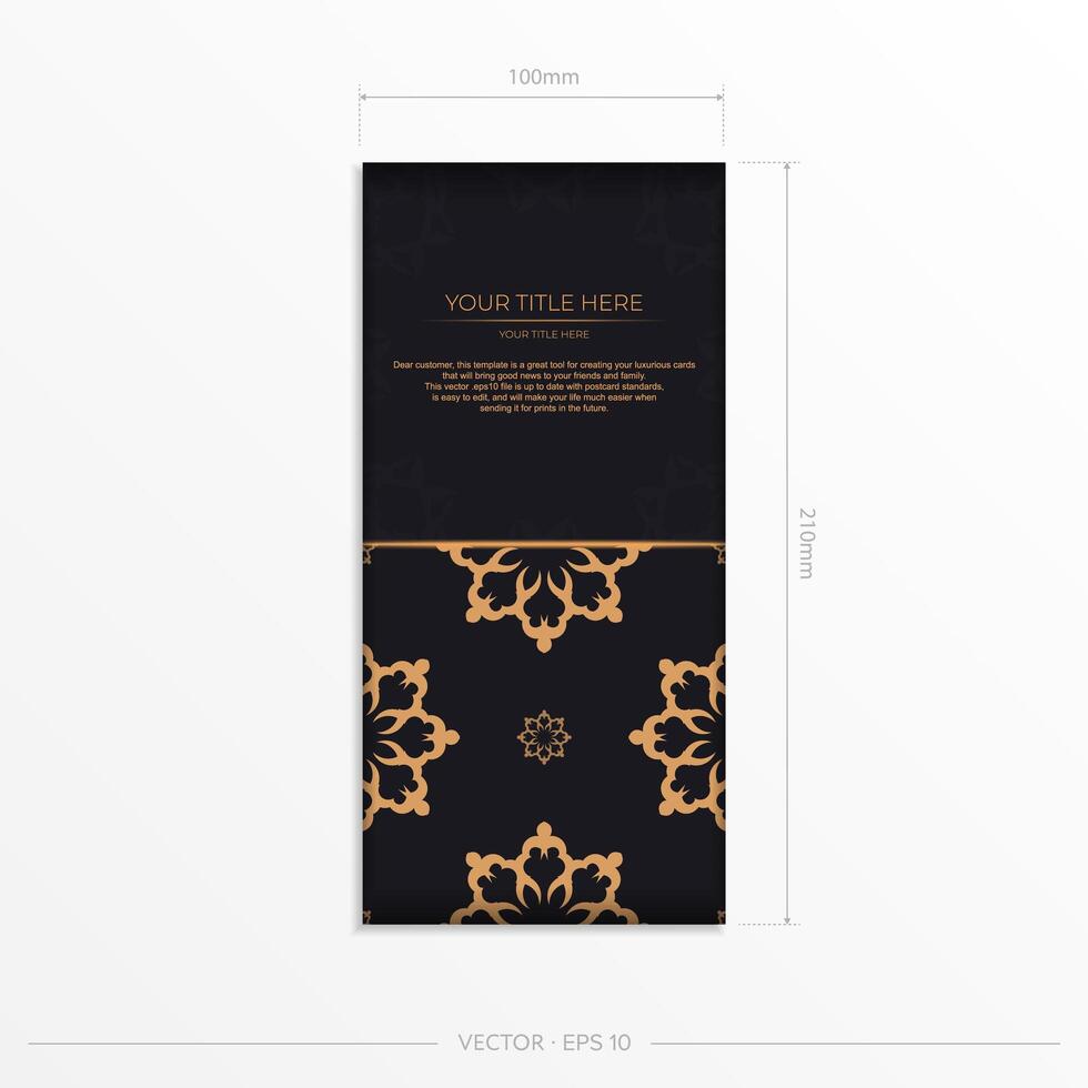Dark postcard design with vintage Indian mandala ornament. vector