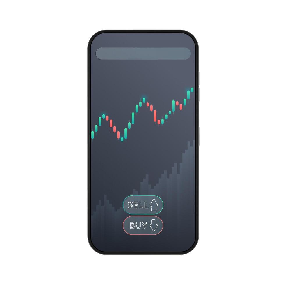 Mobile app infographic template with statistics. Candlestick chart. Investment trading in the stock market. Vector illustration.