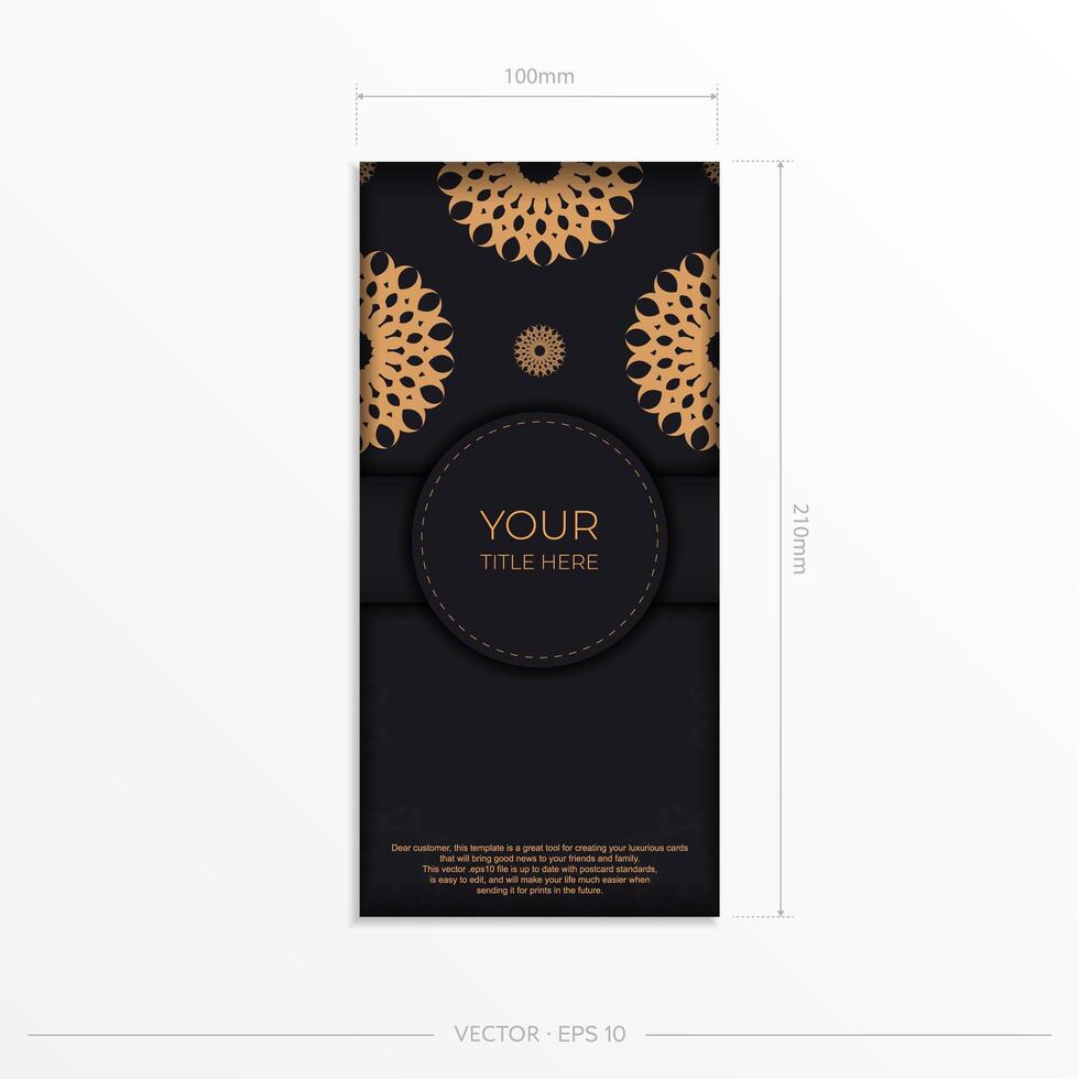 Dark postcard design with abstract vintage ornament. Can be used as background and wallpaper. Elegant and classic vector elements ready for print and typography.