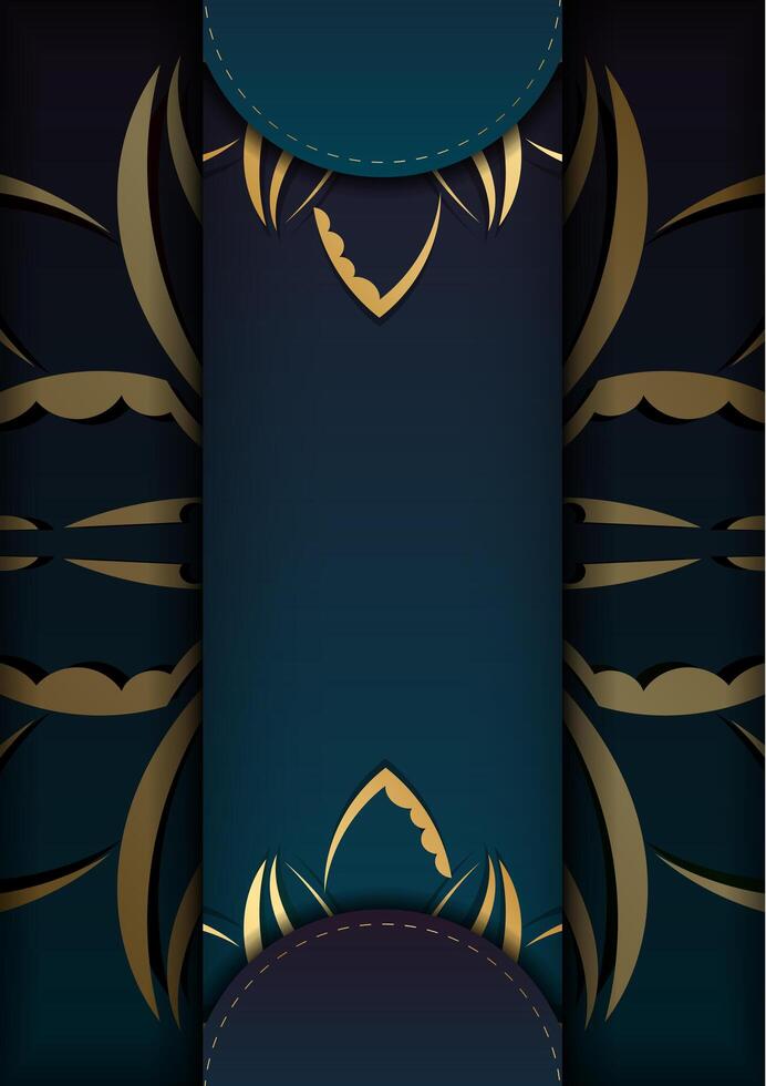 Golden background with a black and blue design vector