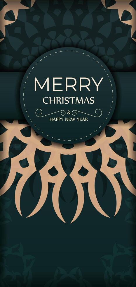 Festive Flyer Happy New Year in dark green color with abstract yellow pattern vector