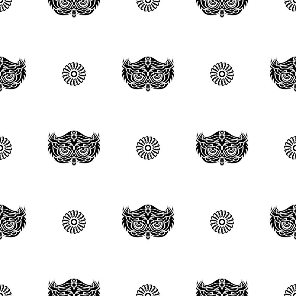 Seamless pattern with owl face. Suitable for poster, postcard, banner, textile and menu design. Vector