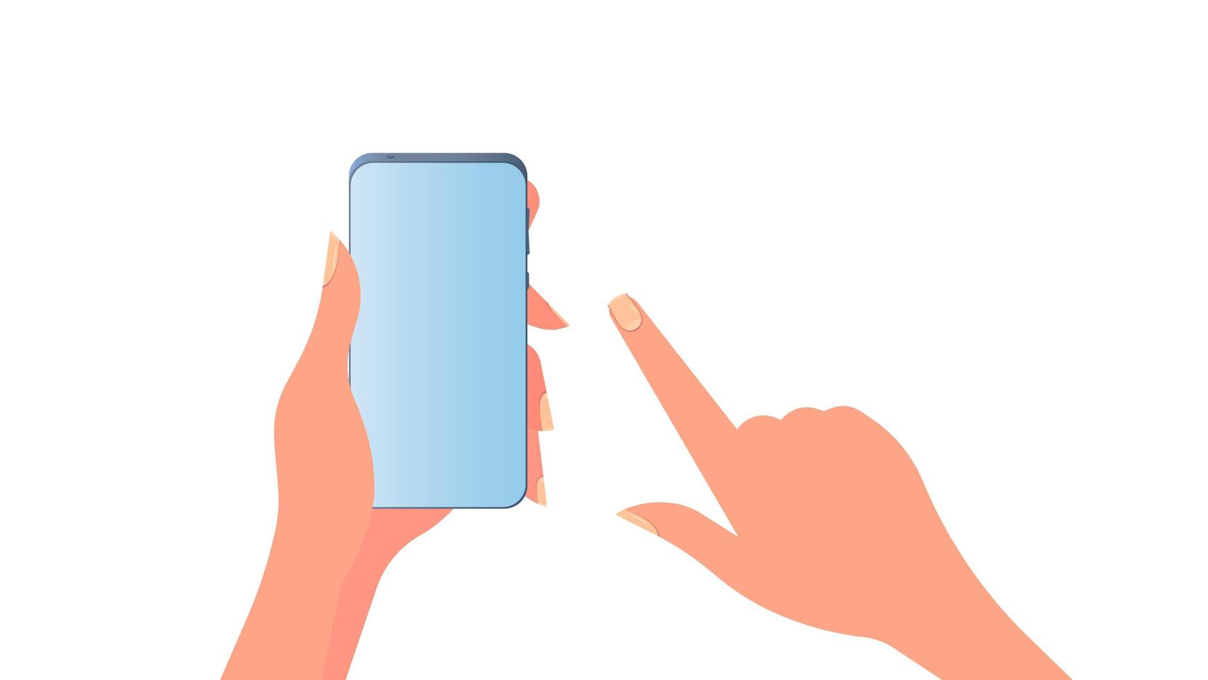 mano sostiene un teléfono móvil. la chica tiene un teléfono en su mano de cerca. aislado. vector. vector