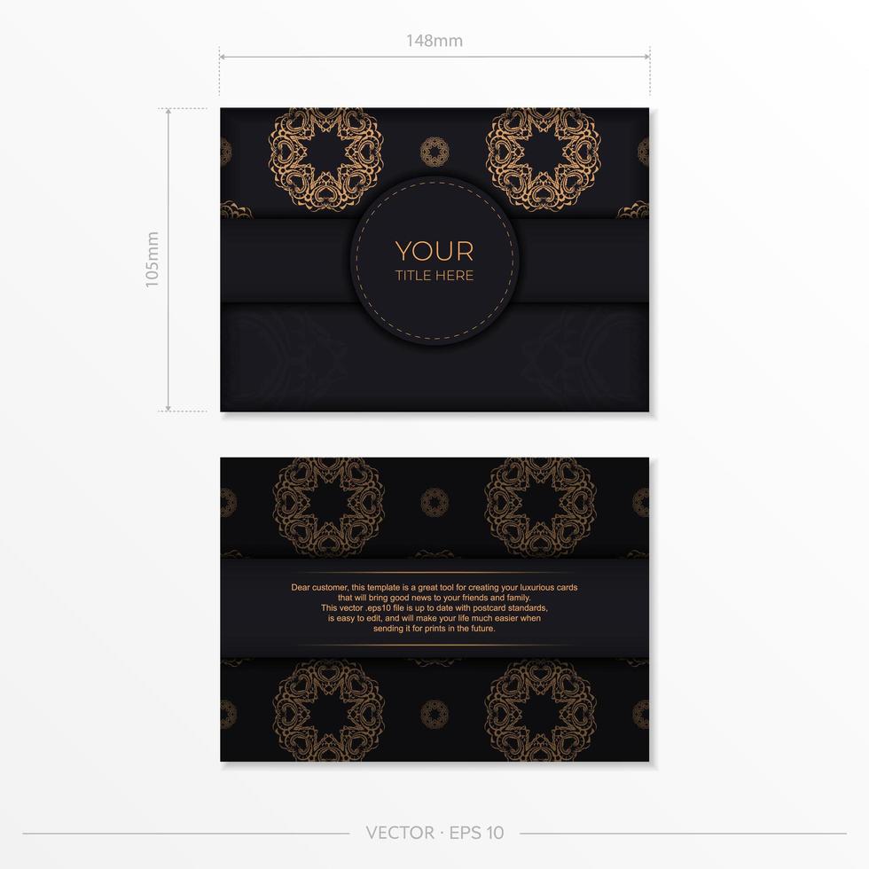 Black luxury invitation card design with gold vintage ornament. Can be used as background and wallpaper. Elegant and classic vector elements are great for decoration.