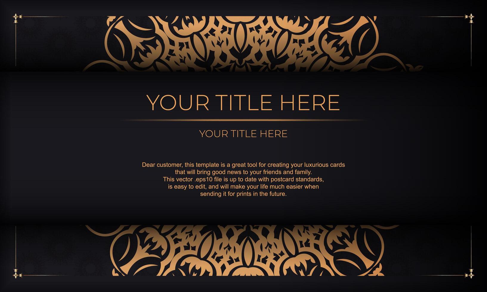 Black background with luxury vintage ornaments and place for your design. Template for print design invitation card with vintage ornament. vector