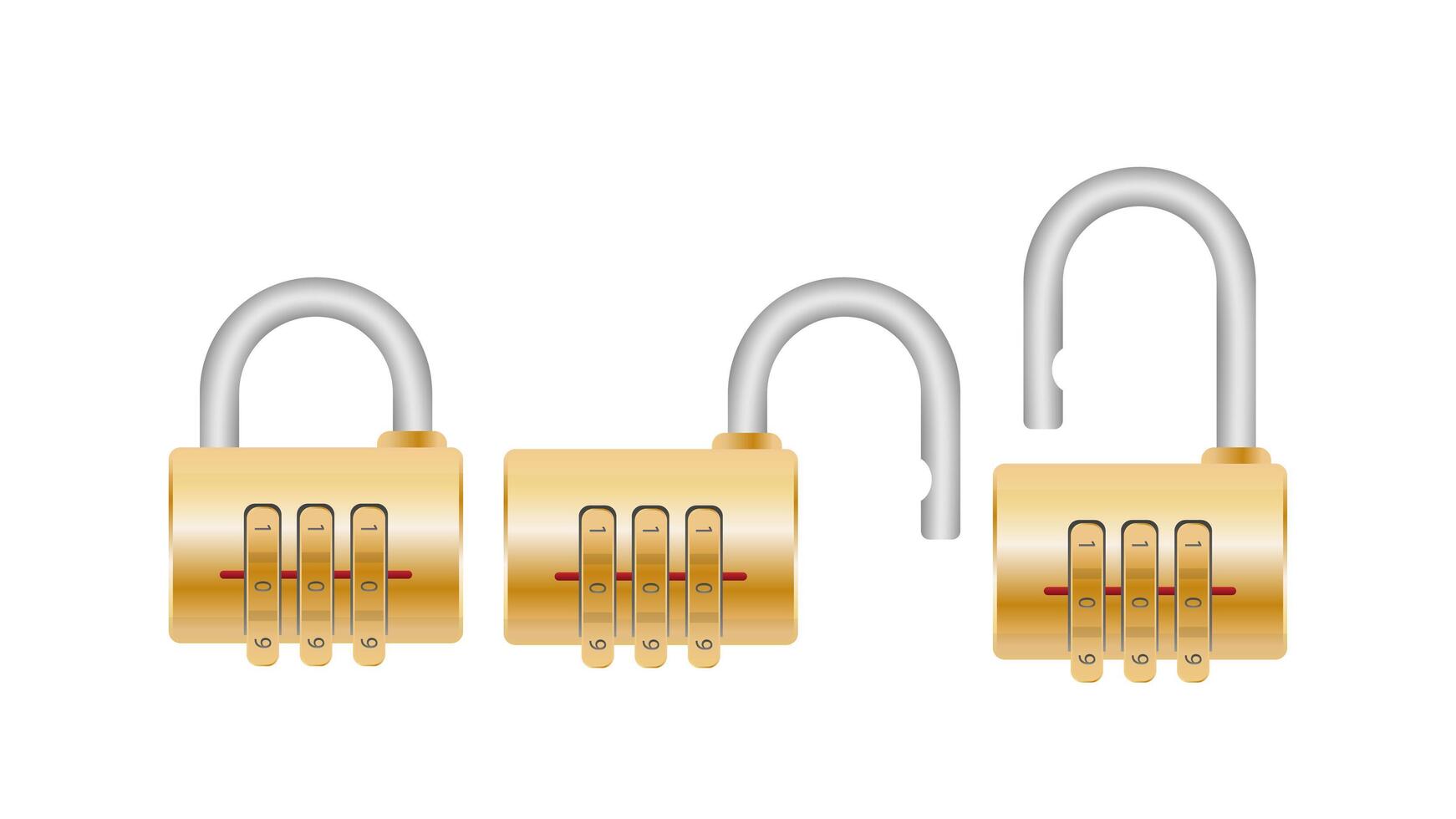 Padlock with code. Padlock for doors, safes and suitcases. Flat style. Vector. vector