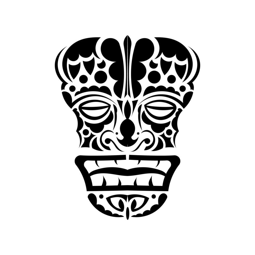 Totem face. Face in Polynesian or Maori style. Hawaiian tribal patterns. Good for prints and t-shirts. Isolated. Vector illustration.