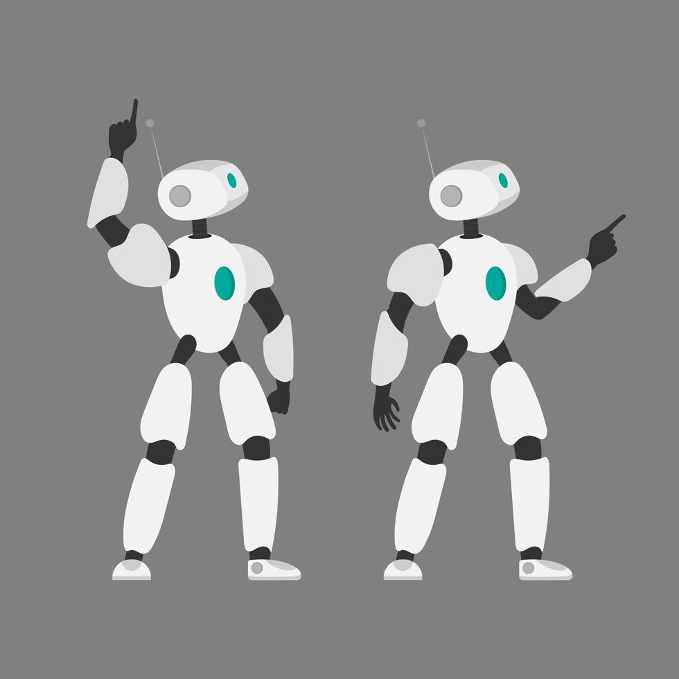 ilustración vectorial de un robot. robot blanco futurista. aislado en un fondo gris. el concepto del futuro, la inteligencia artificial y la tecnología. vector