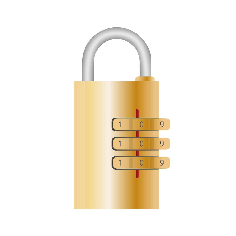 Padlock with code. Padlock for doors, safes and suitcases. Flat style. Vector. vector